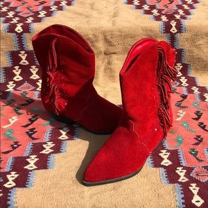 Original Arizona Company Red Fringe cowboy boots